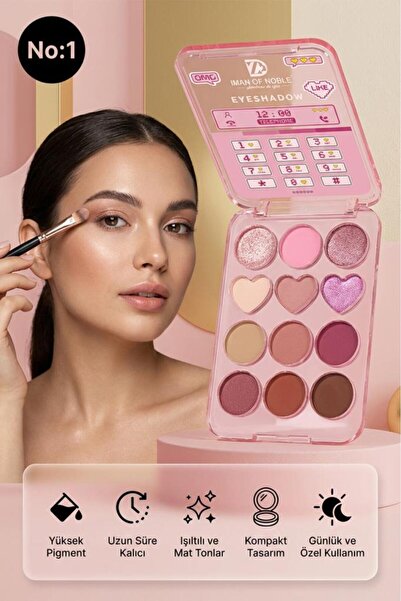 IMAN OF NOBLE Telefon Tasarımlı Yüksek Pigmentasyonlu Mat ve Işıltılı Göz Far...