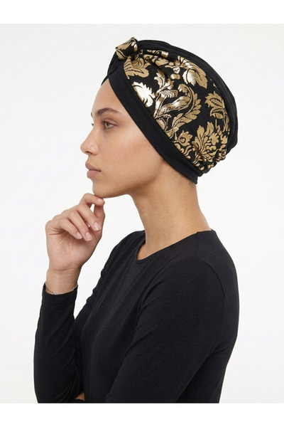 elysianfidan Design Special Negru cu Motiv Otoman Auriu Căptușit gata de Conf...