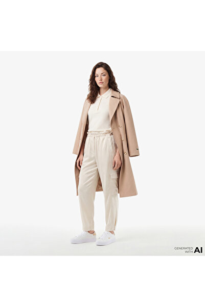 Lacoste Kadın Oversize Fit Krem Kargo Pantolon