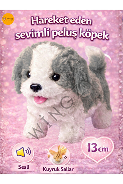 Wingzy Peluş Oyuncak Köpek, Sesli Hareketli Hediyelik 13 cm Köpek, Çocuklar İ...