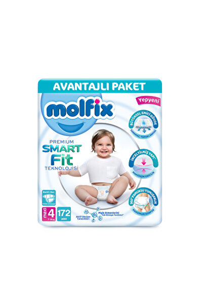 Molfix Premium Smart Fit Avantajlı Paket 4 Beden Maxi 172 Adet