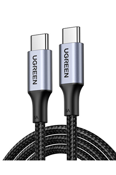 Ugreen USB-C 100W 5A QC PD Örgülü Hızlı Şarj Kablosu, 3 m, Siyah, 90120