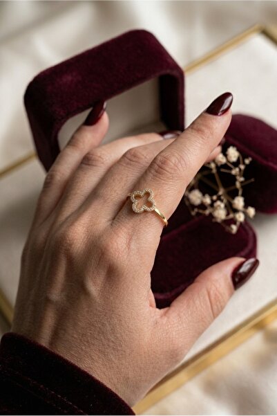 EKİDORA Women's Flower Model Adjustable Steel Ring Gold Silver Color Stainles...