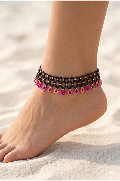 PETEK AKSESUAR Flower Anklet - Beaded Handmade