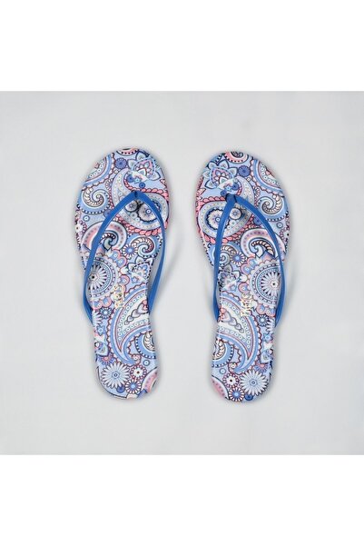 Tkees Tk-2213 Klasik Mavi Motif Desenli Parmak Arası Terlik