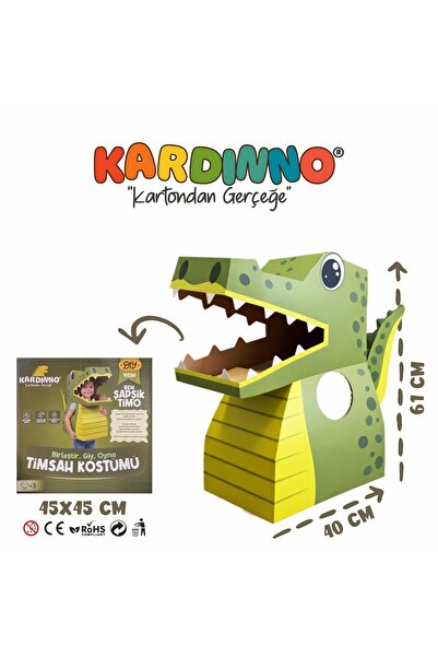 Kardinno Costum pentru copii din carton Timo, cu dinți ascuțiți, costum de zi...