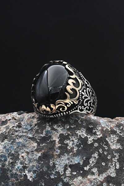 Prestige Gümüş Erkek Yüzük Siyah Oniks Taşlı 10000000369