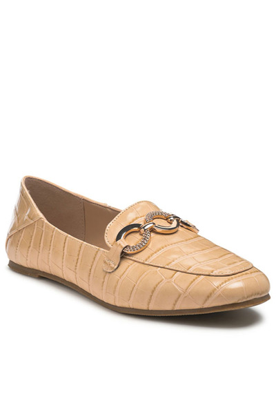 london Rag Women Croc Textured Metal Show Detail Loafers in Beige