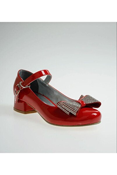 Ramer Crvena večernja haljina za devojčice sa mašnom od lakirane kože Sa kame...