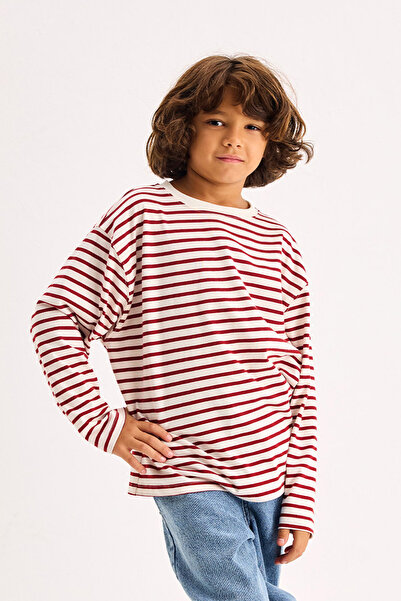 Marvy Burgundy Striped Long Sleeve Tshirt