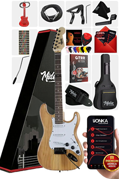 Midex RPH-320WD Ahşap Renk Strat Kasa SSS Elektro Gitar Seti