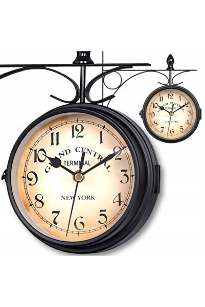 zola Ceas de perete retro, cu două fețe, diametru 12 cm, suport decorativ, mo...
