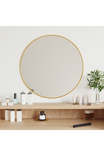 Concept Στρογγυλός καθρέφτης τοίχου, χρυσός, Ø 50 εκ.