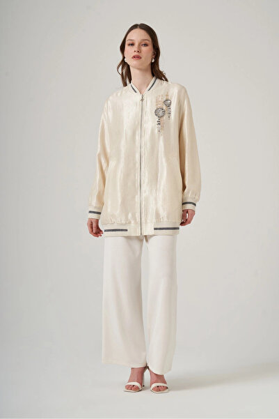 Nuss 6038 Front Stone Embroidered Cap Ecru