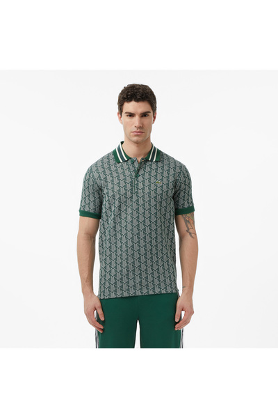 Lacoste Erkek Classic Fit Monogram Yeşil Polo