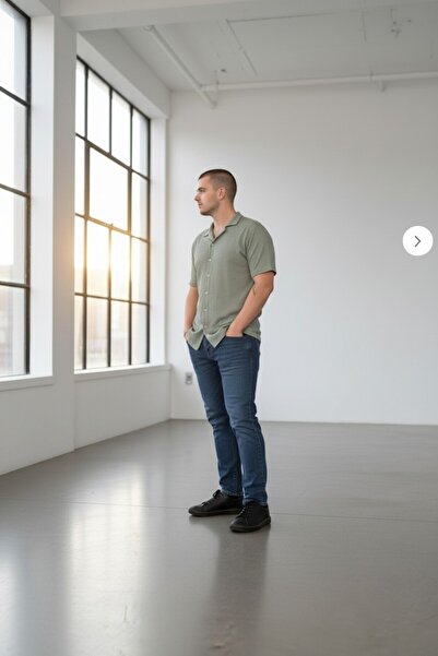 Altamira Cămașă verde pentru bărbați cu mânecă scurtă