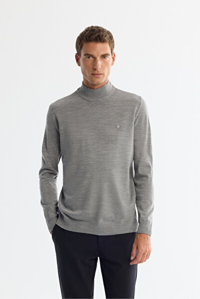 Avva Pulover pentru bărbați, gri, cu jumătate de gât, fără pilling, tricotaj,...