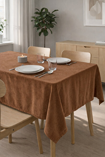 Cortibo Barcelona Velvet Textured - Milk Coffee Tablecloth