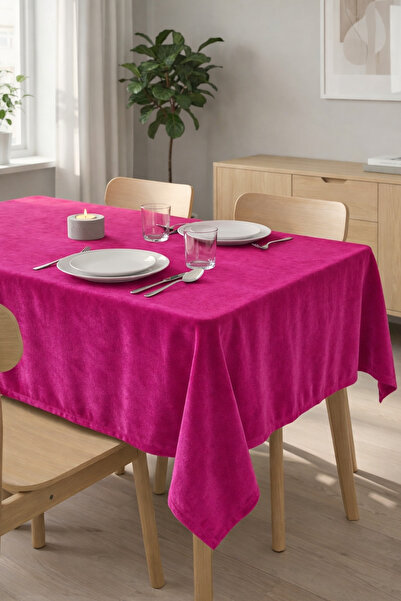 Cortibo Fuchsia Barcelona Velvet Textured Tablecloth