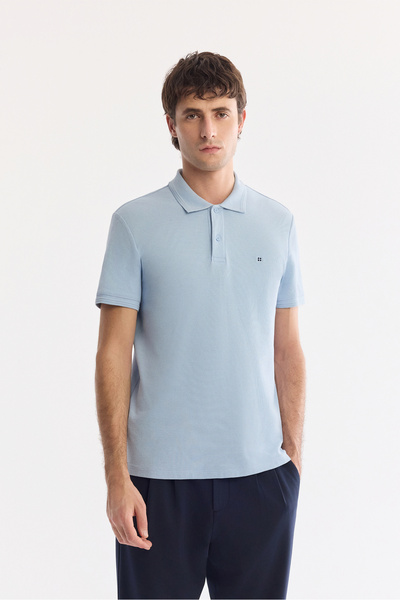 Avva Muški plavi polo ovratnik koji se ne uvija 100% pamuk Osnovni standardno...