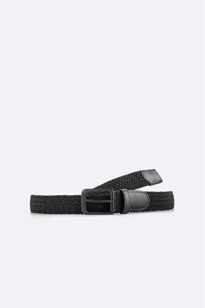 Avva Men's Black Knitted Textured Belt A51Y9303