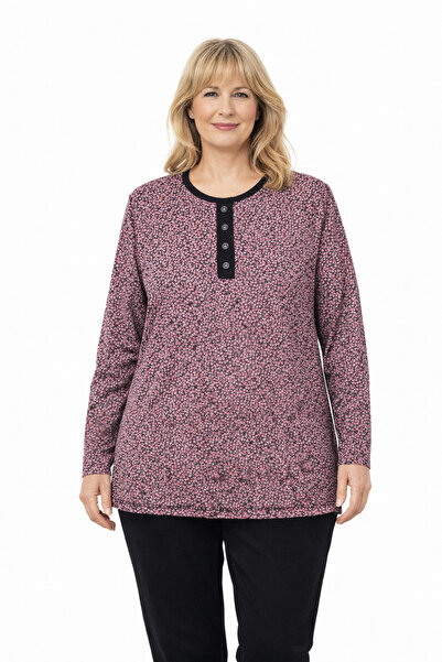 Mutlu City Bluză pentru femei imprimeu floral cu gât rotund, confortabilă, cr...