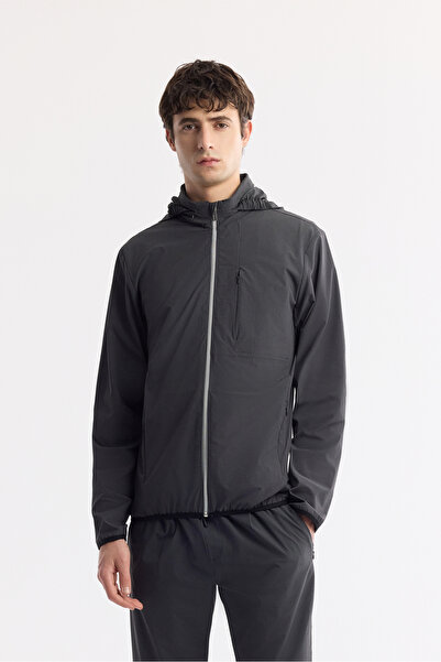 Avva Men's Anthracite Hooded Water Repellent Bi-Stretch Technical Fabric Comf...