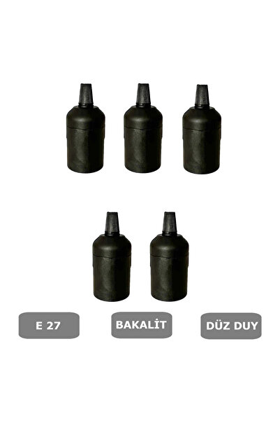 CONANA İtalyan Tip E27 Duy Vidasız Geçmeli Düz Bakalit Siyah (250V-4A) 5 Adet