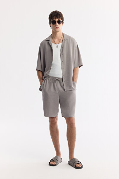 Avva Muške nardo sive elastične šortseve sa vezanjem, mekane na dodir, opušte...