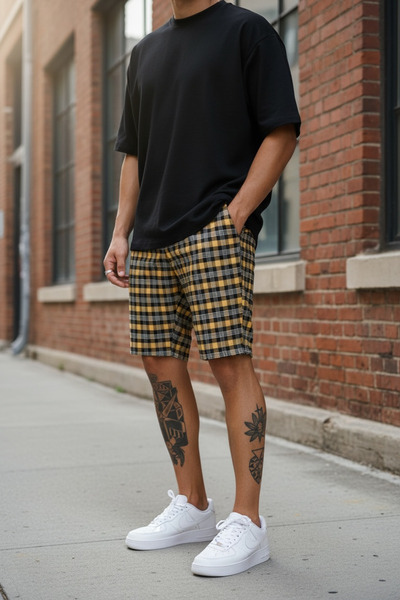 dehaine Pantaloni scurti, pentru barbati, casual, portocaliu, 13146