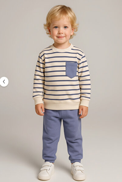 aden kids طقم ملابس أطفال مكون من قطعتين من القماش المخطط