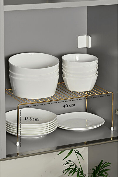 Edora Home Altın Çok Amaçlı Dolap Içi Düzenleyici Tel Raf, Fincan Tabak Kase ...