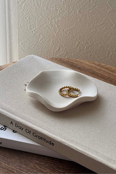Mandalin Art Studio Mini Kıvrımlı Dekoratif Tabak, Yüzük, Küpe Tabağı 8 Cm