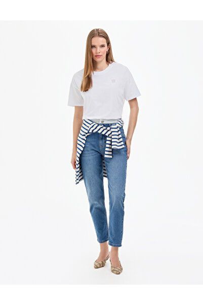 Pierre Cardin Pantaloni blugi albastru deschis, croială high waist, model 503...
