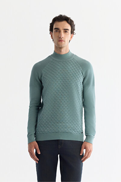 Avva Muški nile zeleni polurolnik, mekana pletenina, regular fit džemper A42Y...