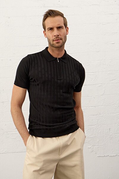 Danger Muška polo majica sa patentnim zatvaračem, uskog kroja, Tanak trikot T...