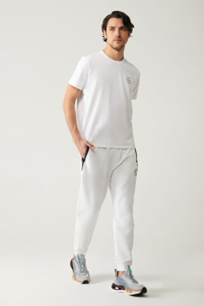 Avva Muške bela džersej tkanina, 2 niti, regular fit trenirke A41Y3416