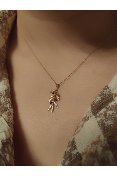 Berr Diamond 14 Ayar Altın Zeytin Dalı Kolye ( Zeytin Detaylı)