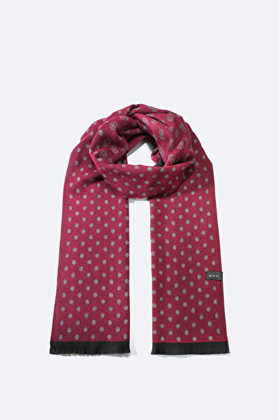 Avva Men's Claret Red Tasseled Patterned Shawl A32Y9410