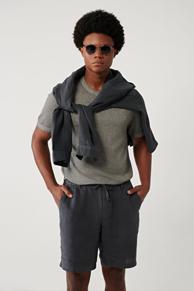 Avva Muška antracit boja pletena majica sa okruglim izrezom, standardnog kroj...