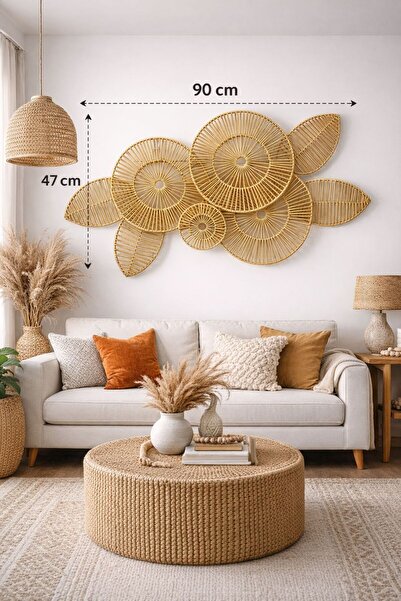 atölye +1 Rattan Bohem Tarz Duvar Dekoru Çiçek