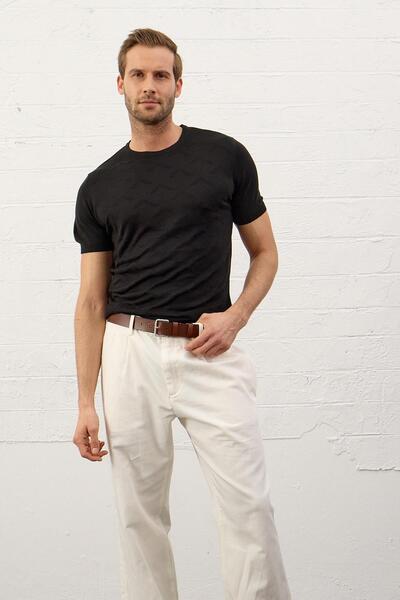 Danger Muška okrugla kragna uska letnja pletenina T-shirt crna