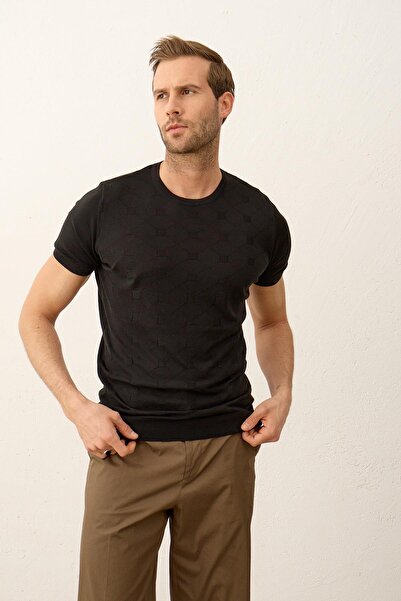 Danger Muška četvrtasta Sa deznom uska letnja pletenina T-shirt crna