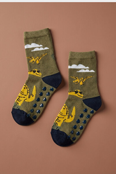 Katia&Bony Παιδικές κάλτσες Dinosaur Με σχέδιο σε σκούρο πράσινο χρώμα