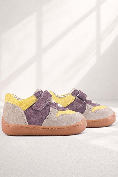 Rakerplus Bob Genuine Leather Mink Yellow Barefoot Velcro Elastic Baby Sneake...
