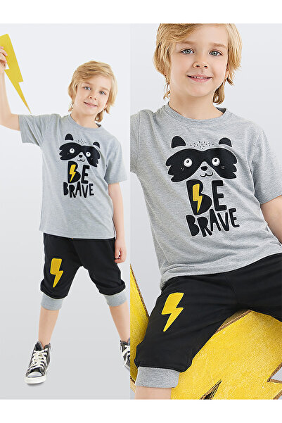 Denokids Letnji set za dečake - majica sa rakunom i kapri šortsevi
