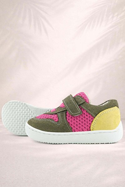 Rakerplus حذاء رياضي للأطفال من الجلد الطبيعي باللون الأخضر الكاكي والوردي من...