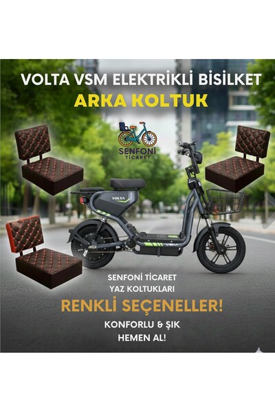 Volta Vsm Modified Luxury Patterned Leather Rear Seat, Saddle, Seat, Electric...