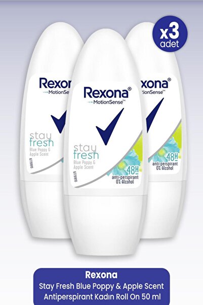Rexona Stay Fresh Blue Poppy & Apple Scent Antiperspirant Kadın Roll On 50 Ml...