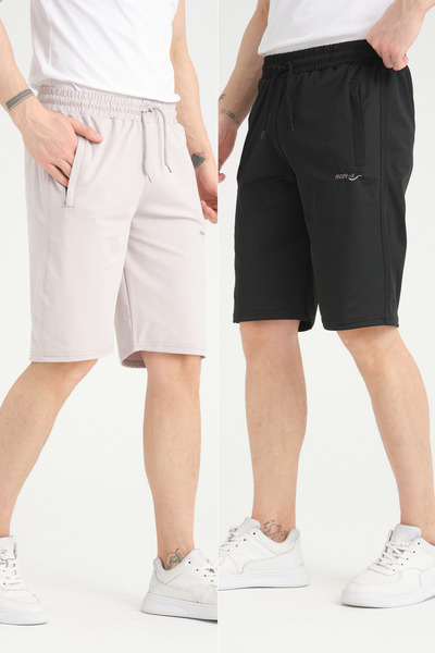 RDR-X Erkek Siyah - Gri Dalgıç Kumaş 2'li Şort Paketi
